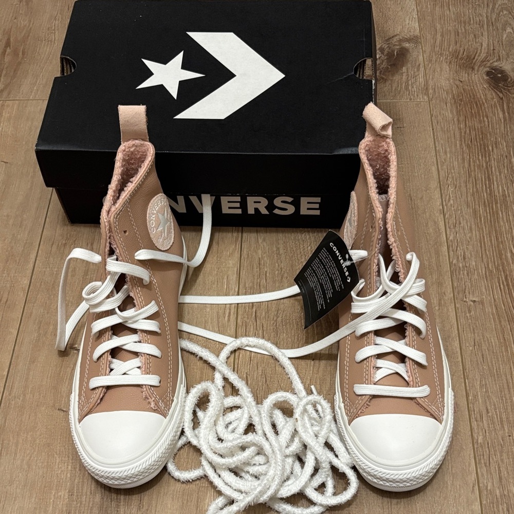 Converse Light Pink High-Tops with White Accents